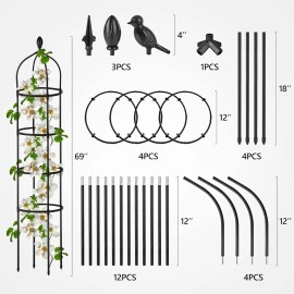 Unbranded Garden Obelisk Trellis for Climbing Plants Outdoor 6 Ft Rose Bush round Trellis