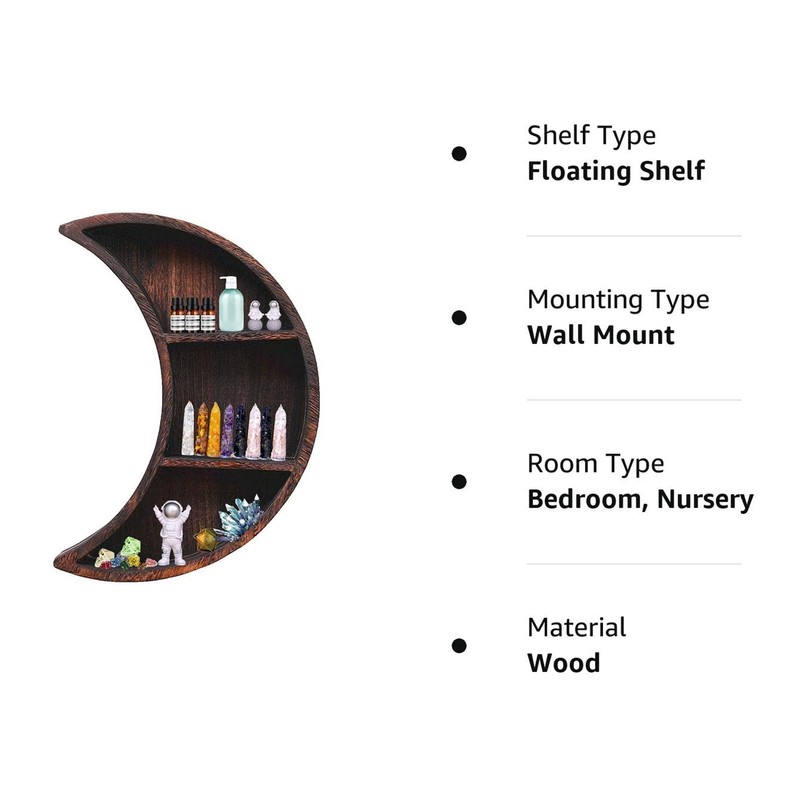 Moon Shelf Room Decor Wall Mounted Crescent Moon Shelf Wooden
