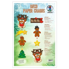 Ursus 21620099 Decorative Paper Chains "Reindeer" Craft Set for 2 Chains of Approx. 75 cm Each as Room Decoration for the Christmas Season