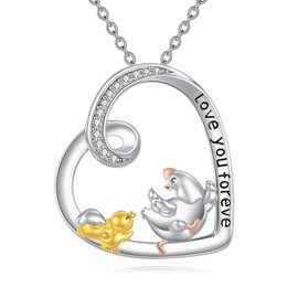 Chicken Necklace Sterling Silver Animal Pendant Necklace Chicken Jewelry Gifts for Women Animal Lovers