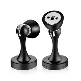 HOMOTEK 2 Pack Magnetic Door Stopper, Magnet Door Stop Heavy Duty Zinc& Rubber Tip Magnetic Door Catch Door Holder, Door Handle and Wall Protector(Black)