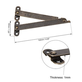sourcing map Folding Support Hinge Furniture Boxes Lid Hinges 104 mm x 32 mm Pack of 4
