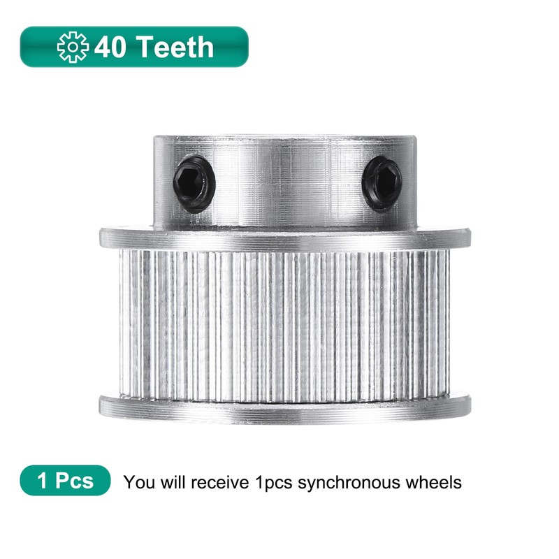 sourcing map GT-2 40T Pulley Synchronous Wheel 5mm Bore, Aluminum