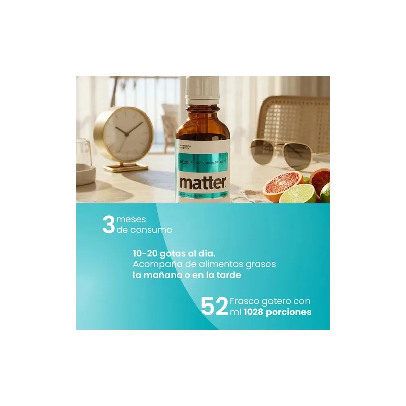 Vitamina D3 en Gotas Matter de 400 UI, Suplemento Libre