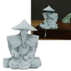 Fisherman Statue Sitting Fishing Old Man Figurine Small Desk Ornament