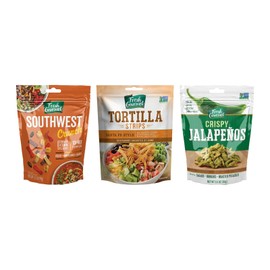 Fresh Gourmet Tex-Mex Crunch Variety Pack (3-Pack) – Crispy Jalapeños, Southwest Crunch, and Santa Fe Tortilla Strips, 3.5 Oz Each – Perfect for Tacos, Salads, Nachos, and Tex-Mex Favorites