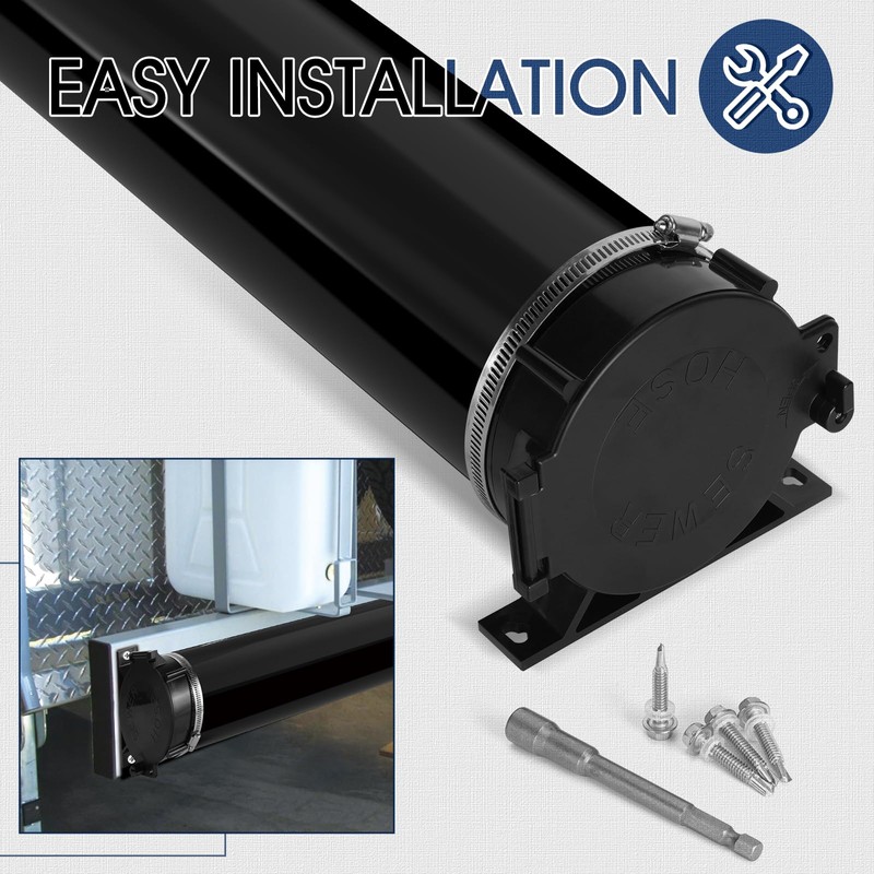 Touri RV Adjustable EZ Hose Carrier TR5094BK with Door Cap