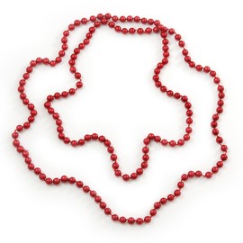 Avalaya 8mm Long Red Glass Bead Necklace/140cm L