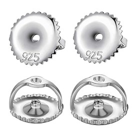 BEADNOVA Screw Earring Backs 925 Sterling Silver Earring Screw Backs Replacement Screw Back for Earrings (18 and 20 Gauge, 2pcs of Each)