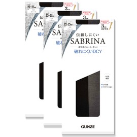 Gunze Women's Stockings, Set of 3, Sabrina, Hard to Run, Black