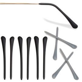 KECHIO Silicone Anti-Slip Eyeglass End Tips Ear Sock Pieces Tube Replacement for Thin Metal Eyeglass Legs,3Black/2 Gray