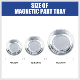 HORUSDY Magnetic Tray | 3-Piece | Round Magnetic Parts Tray | 3 Inch 4 Inch 6 Inch Magnetic Tray for Mechanic's | Stainless Steel