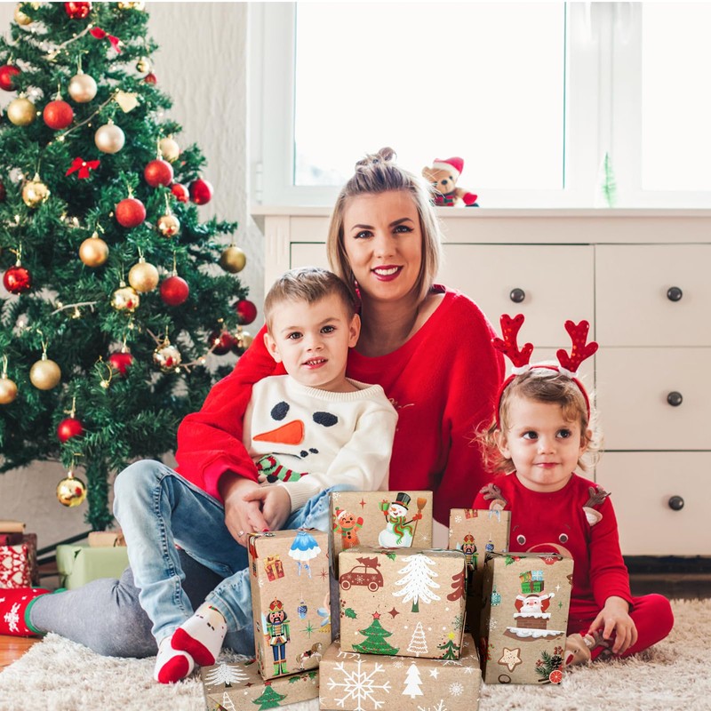 DPKOW Christmas Wrapping Paper, 12 Nutcracker Gift Wrapping Paper Sheets