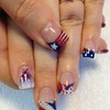 24Pcs Red Blue White French Tip Press on Nails Short