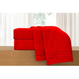 Elegant Comfort Luxury 4-Piece Bed Sheet Set - Luxury Bedding 1500 Premium Hotel Quality Microfiber, Wrinkle Resistant Cool & Breathable, Easy Elastic Fitted, Full, Red