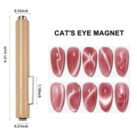 JERCLITY 1 Piece Wood Color Cat Eye Magnet for Nails 3 in 1 Cylindrical Nail Art Magnet Powerful Multifunctional Nail Art Magnet for Cat Eye Gel Polish （4.21inch）