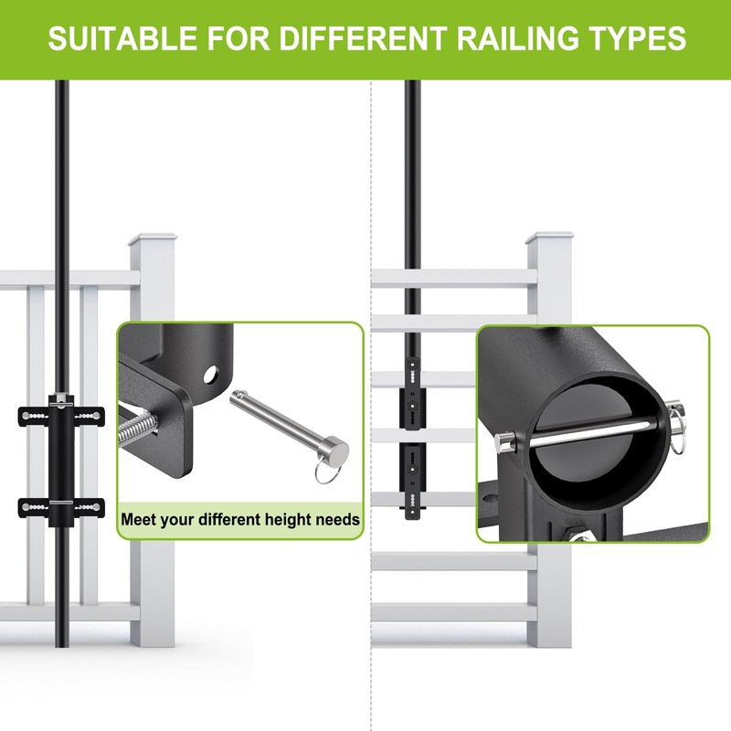Lifeswell Heavy Duty Deck Railing Umbrella Holder, Adjustable Patio Umbrella