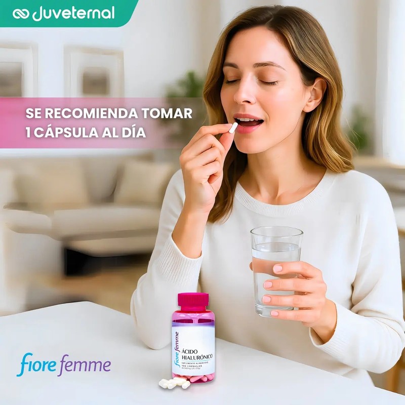 Suplemento Alimenticio Fiore Femme Ácido Hialurónico Cápsulas Sin Sabor 100
