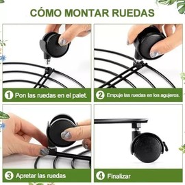 Porta Macetas 4Pzs Base Macetas Ruedas Soporte de Metal para Plantas con Ruedas Soporte para Plantas Rodantes Rodillos para Macetas Estante Redondo para