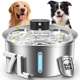 Dog Water Fountain for Large Dogs, 2025 Upgraded Fully Stainless Steel Automatic Dog Water Bowl Dispenser - 3 Work Modes, 6000mAh Battery Operated Dog Water Fountain Cordless - 7L/1.8Gal/236oz