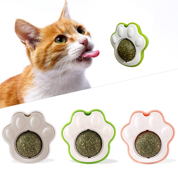Havenfly 3 Pack Catnip Ball, Edible Balls for Cats Wall,