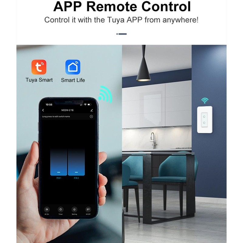 Nexete Smart Dual Light Switch - 2 in 1 Single