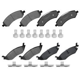 YxpBrake Front Rear Ceramic Brake Pads with Hardware Fit for Dodge Ram 1500 2006 2007 2008 2009 2010 2011 2012 2013 2014 2015 2106 2017 2018 2019 2020 2021 2022 2023, Durango, Chrysler Aspen 2007-2009