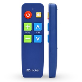 EZclicker TV Remote for Seniors, Extra Simple Big Button Remote (Blue) Works with Major TV Brands, NOT for Streaming (2xAAA Batteries Not Included)
