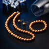 LUREME® Fashion Style Pearl Elastic Necklace Bracelet Dangle Earring Set-Orange(09000649-3)