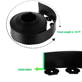 JDXN No Dig Landscape 4 Inch Tall Edging Garden Edging Landscape Edging Comes with Spikes for Landscaping, Flower Gardens, Lawn (Black 4INCH/16FT)