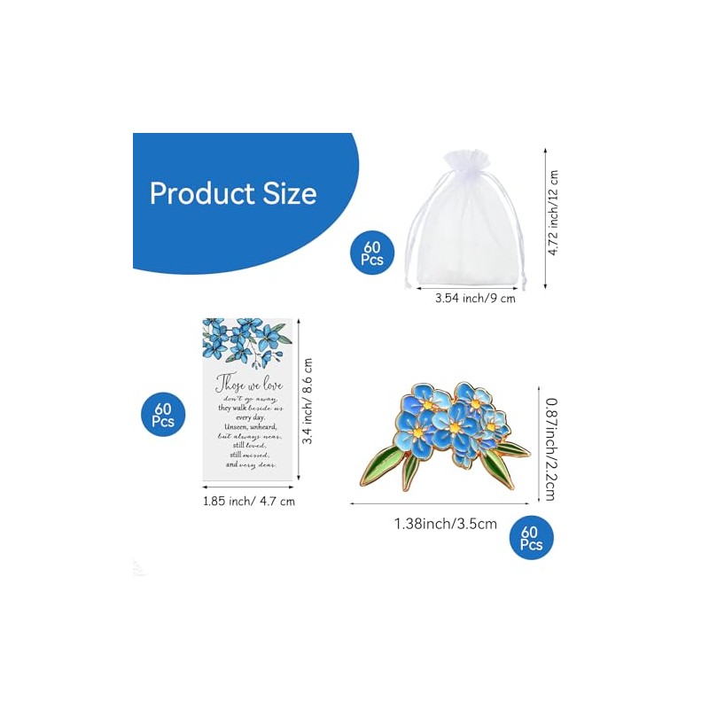 60 Sets Forget Me Not Flower Lapel Pin Blue Flower