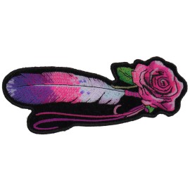 Ivamis Feather and Rose Pink Patch - 2.4x5.5 inch - P4921