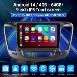 ESSGOO 4G+64G Android 14 Carplay Car Stereo GPS BT For 2015-2019 Chrysler 200 200C 200S