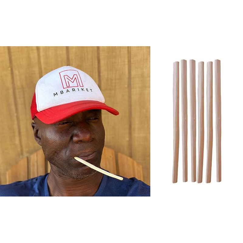 MBARIKET African Miswak Toothbrush Hard Chewing Sticks, 6 Pack, Natural