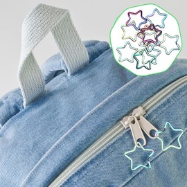 Joyzan Star Key Ring, 10pcs Colorful Pentacle Shaped Key Chain Pendant Hanging Buckle Split Keyring Metal Carabiner Sturdy Iron Rings for DIY Jewelry Handbag Home Car Craft Projects Supplies Activitie