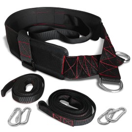 THEFITGUY Sled Pulling Belt, Adjustable Closure, 2 Straps & 4 Hooks - for Multidirectional Resistance Training, Strength and Agility