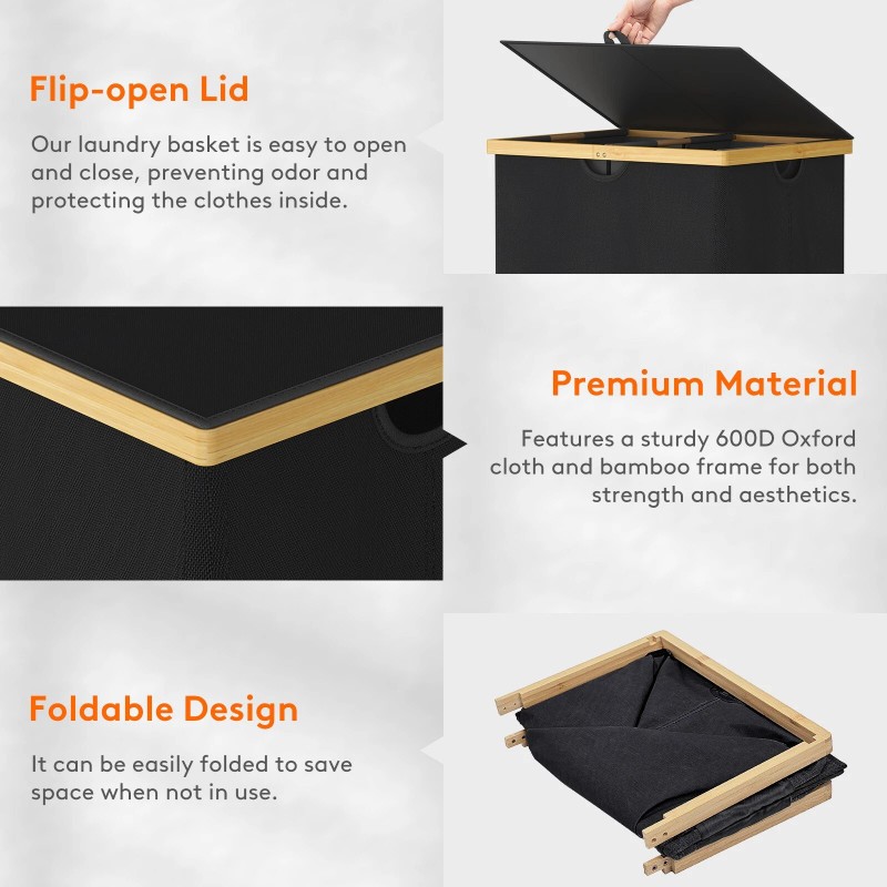 Lifewit 160L Double Laundry Hamper with Lid, Extra Large Bamboo