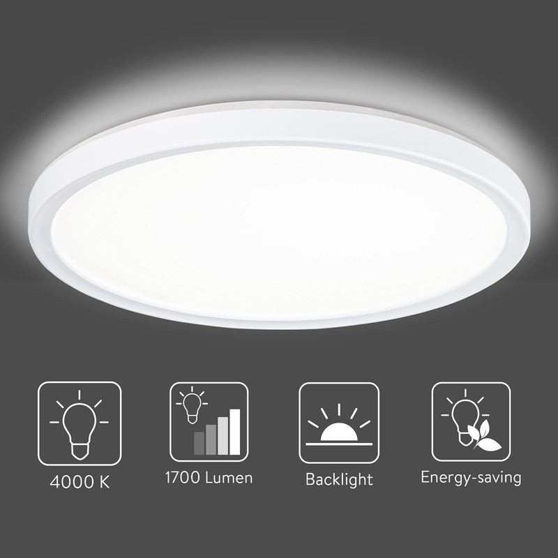 Navaris LED Ceiling Light with Additional Backlight - Dimmable -