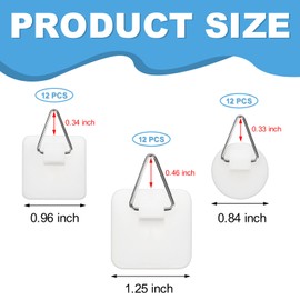 36 Pcs Invisible Plate Hangers for The Wall, 3 Size Plate Hanger Adhesive, 2 Square Sizes (0.96 & 1.25 Inch) & 1 Round (0.84 Inch) for Hanging Pictures for Display, Art, Pictures, Decorative (White)