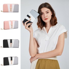 Miss Lulu Women Purse Tri Colour Long Wallet Clutch for Ladies with Roomy Capacity