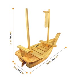 Bamboo Sushi Boat Serving Tray 20-inch – Wooden Sushi Platter for Home & Restaurants, Perfect for Catering, Buffets, or Display – Handcrafted Sushi Board,