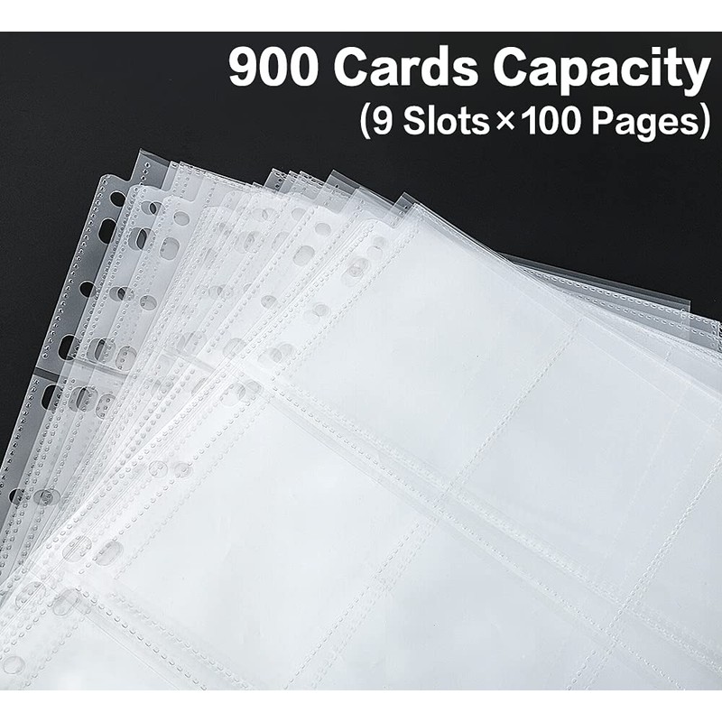 HERKKA Trading Card Sleeve Pages, 100 Pack 9 Pocket Album