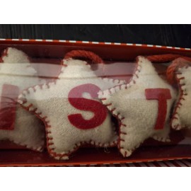 Sleigh Hill Pepper Mint Square Merry Christmas 6 Ft Garland Stars Red Felt 2 Pack Lot 12 Ft