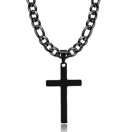 HSWYFCJY Kreuz kette Herren Kreuzkette Silber Gold Schwarz Edelstahl umgekehrtem Anhänger mit Kreuz Halskette für Männer Christliches Kreuz Halskette 20"/24"/28"