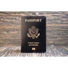 Leather passport holder, Passport Cover with Gold Embossed US Coat of Arms, holder for passport, passport case, travel gift, birthday gift, passport organizer