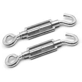 Design61 Set of 2 turnbuckles, M6 x 100 mm, wire tensioner hook/eyelet tension hooks for wire fences, washing line, awning ropes