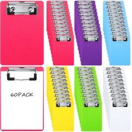 60 Pack Mini Clipboards 4 x 6 Inch Memo Small Clipboards Plastic Check Presenters for Restaurants Pocket Cute Clipboard with Profile Clip for Small Notepads Receipts Tickets for Office (Colorful)