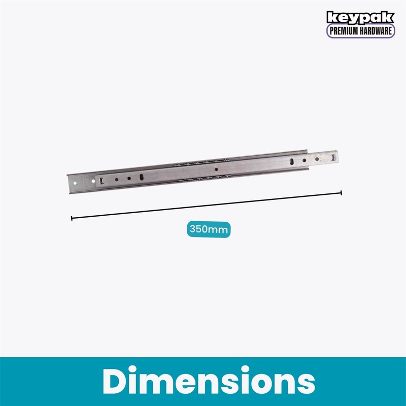 Keypak 2 Pack Zinc Plated Ball Bearing Drawer Runners -