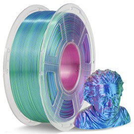 JAYO Silk PLA Filament 1.75mm Tri-Colors Blue Green Purple, Coextrusion Triple Colors 3D Printer Filament, Shiny Multicolor, 1.1kg Spool(2.4lbs), Accuracy +/- 0.02mm for Most FDM 3D Printers