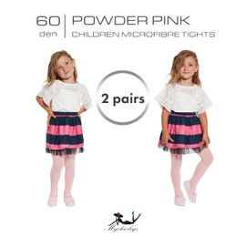 MYCHICLEGS - Girls 60 Denier Opaque Microfibre Tights - 22 Colours - Sizes from 2 to 12 Years, Light Pink 2 Pack